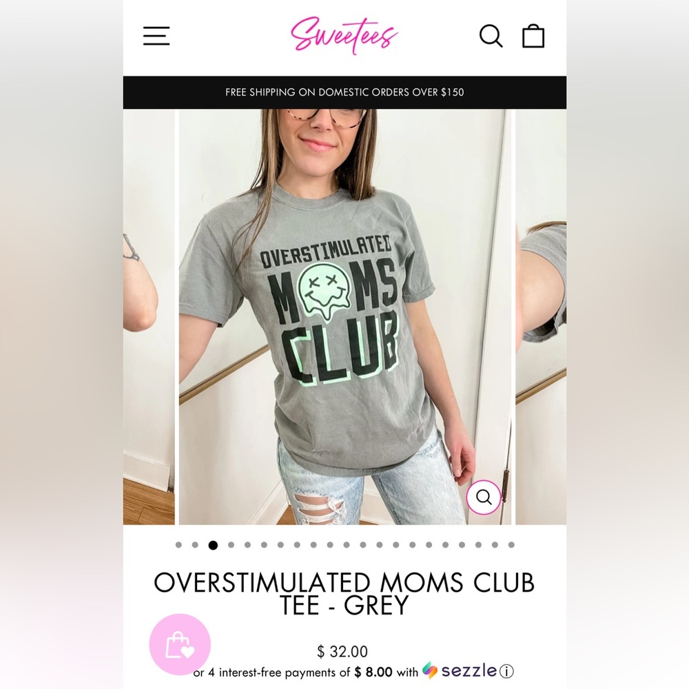 Sweetees • Overstimulated Moms Club T-Shirt • Gray • Medium